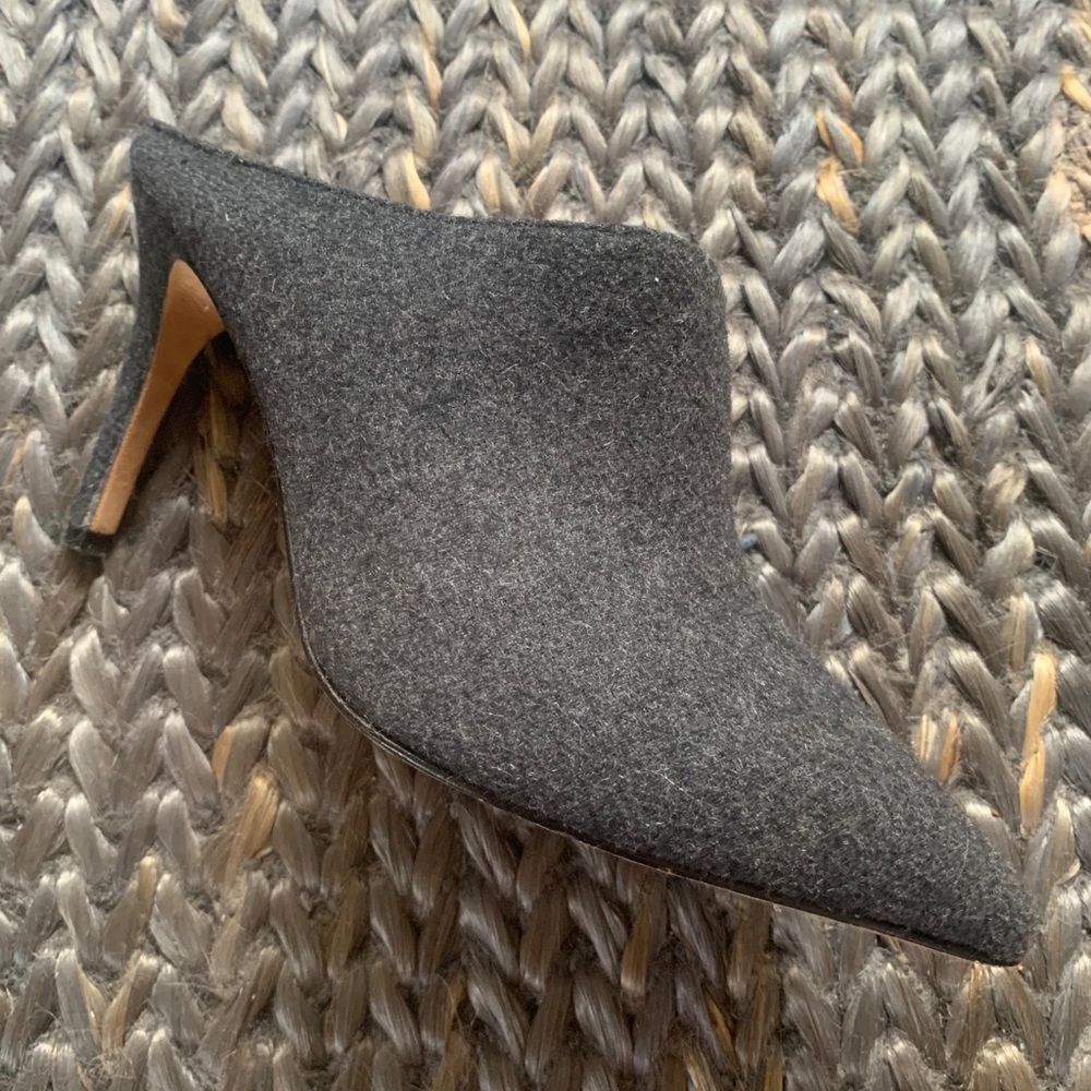 Chic Grey Felted Wool, Mule Heel